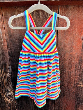 Blueberri Boulevard Girls Striped Rainbow Casual Dress Size 2T